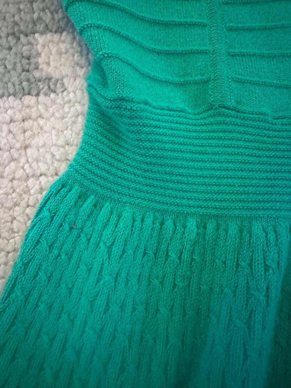 XS Cynthia Rowley Green Ribbed Knit Fit-and-Flare  Mini Dress - Picture 7 of 7